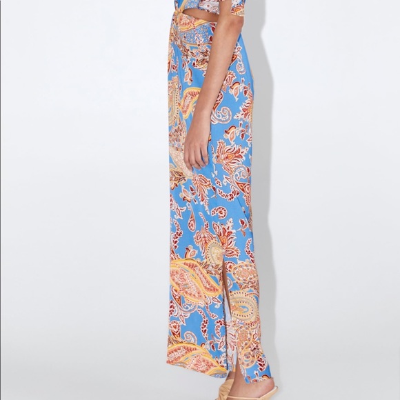 NWT Zara flowy paisley jumpsuit with slits - Picture 4 of 5